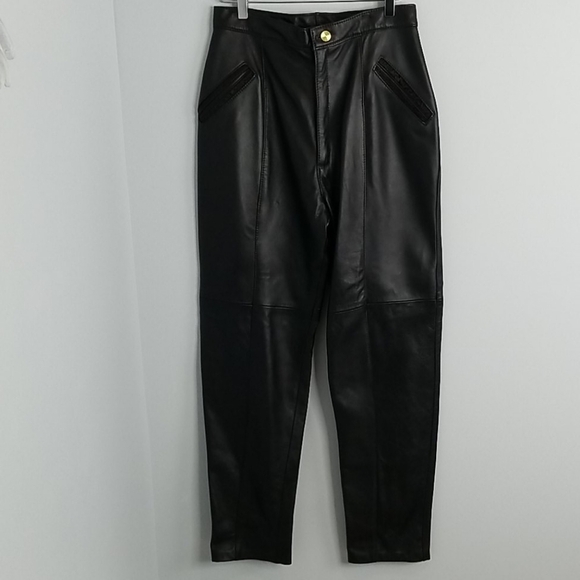 St Maarten Daryan Black Leather High Waisted Pants